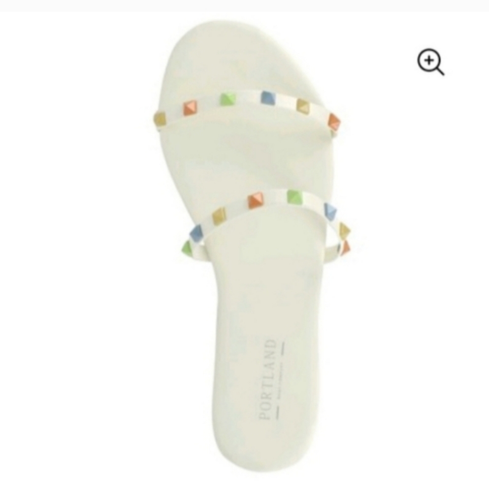 Portland Boot Company Multicolor Stud Flat Slide Sandal 9 NWOB